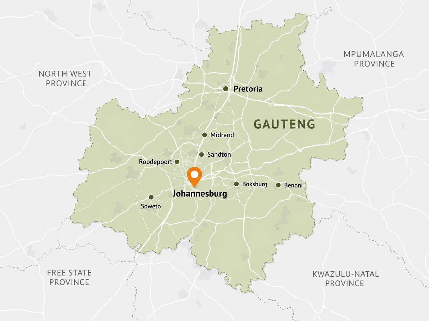 Gauteng service area map